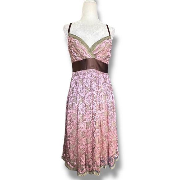 Vintage Y2K Necessary Objects Pink Floral Lace Slip Dress Satin Bow Detail Small - Picture 10 of 10